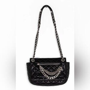 Michael Kors Cheyenne Quilted Leather Shoulder Bag Black Purse Silver Chain NWOT